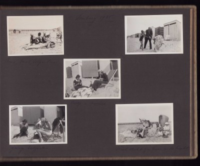 Domburg 1935 Annie met Joop en Ria Roosje en Annelies