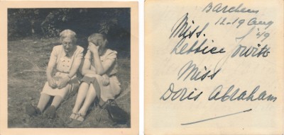 12-19 augusturs 1949 Miss Lettier Jowits Miss Doris Abraham